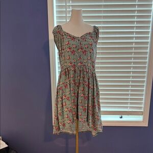 No Boundaries Floral Mini Dress - Green and Red